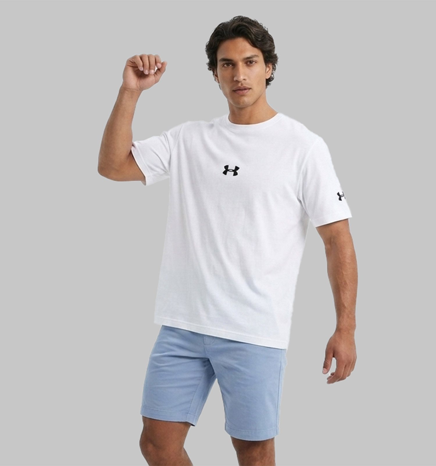 تیشرت Under Armour یقه گرد مردانه سفید نخ پنبه طرحدار مدل 50204