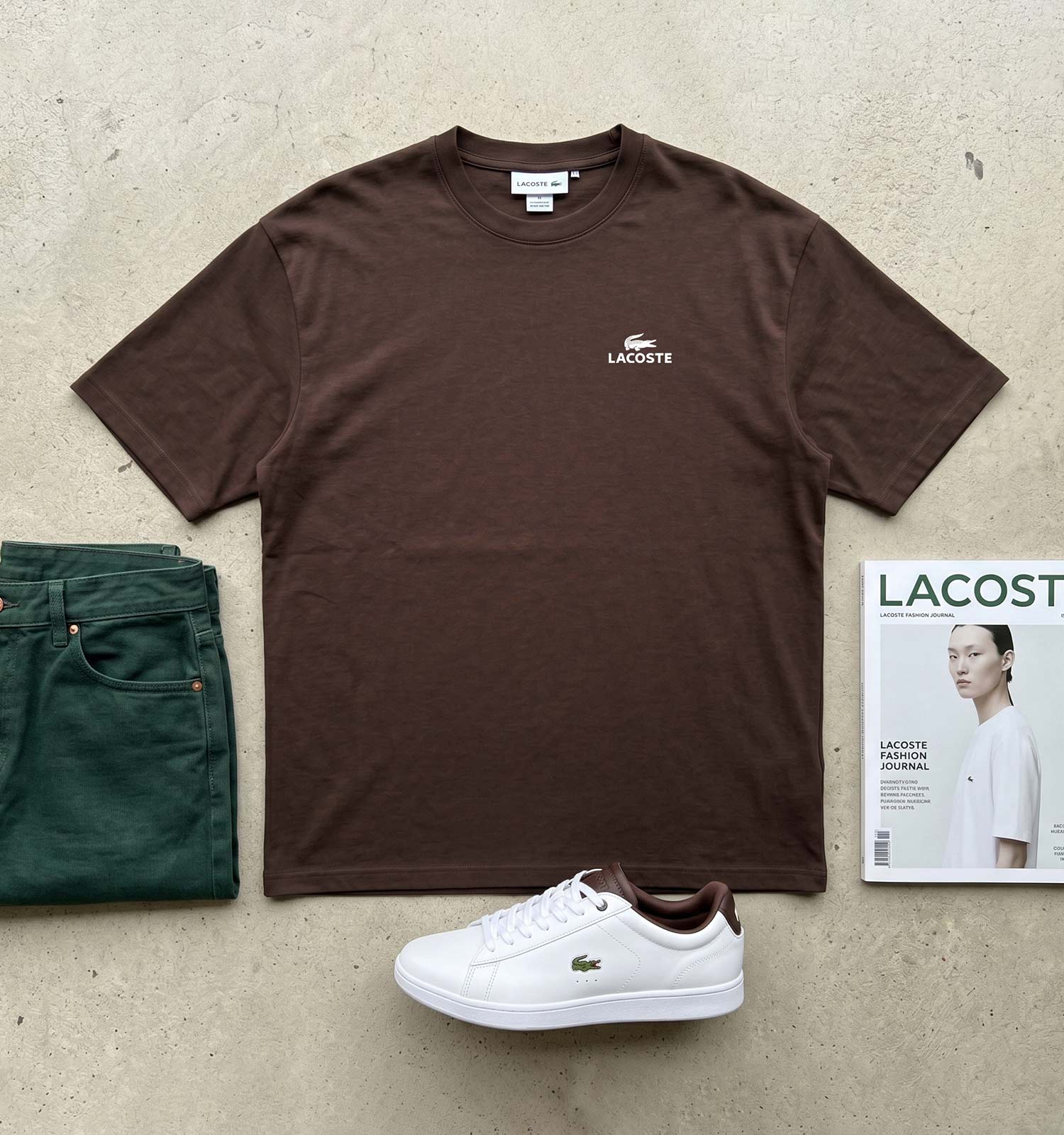 تیشرت Lacoste یقه گرد مردانه باکسی مدل 50433
