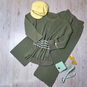 ست بلوز شلوار بافت زنانه Parnia_Green مدل 3862