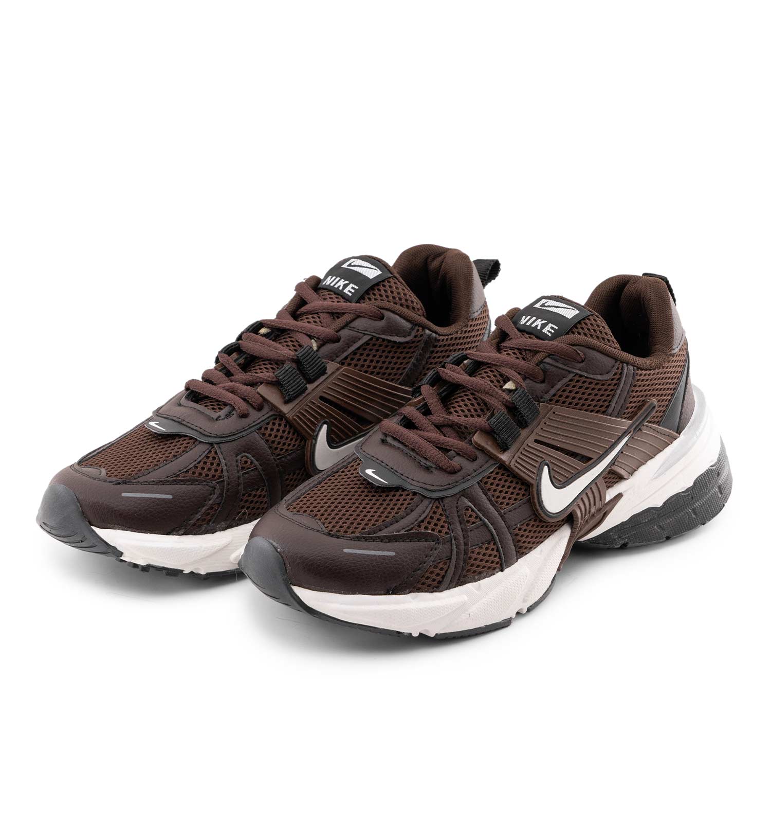 کفش مردانه اسپرت چرم مصنوعی قهوه ای سفید Nike مدل 50680