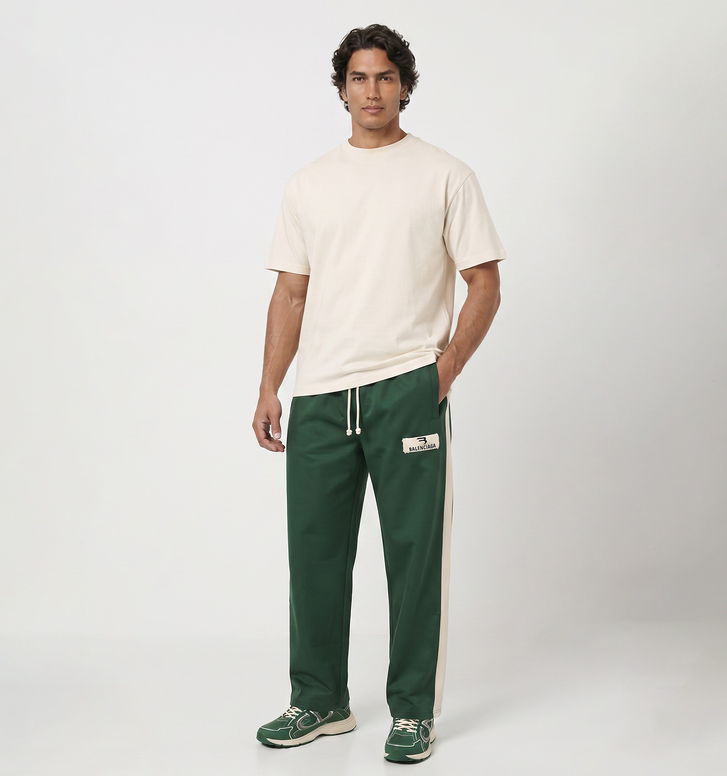 شلوار مردانه نیم بگ ساده بنگال سبز Balenciaga مدل 50767