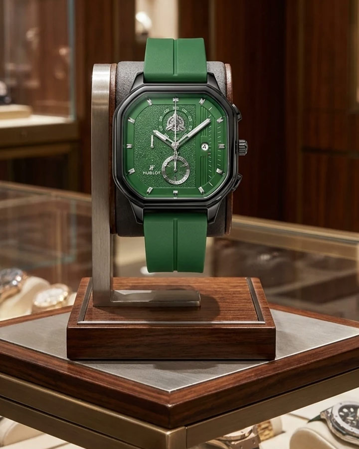 ساعت HUBLOT طرح سه موتوره سبز کد 6558