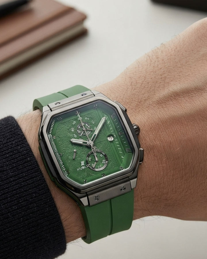 ساعت HUBLOT طرح سه موتوره سبز کد 6558