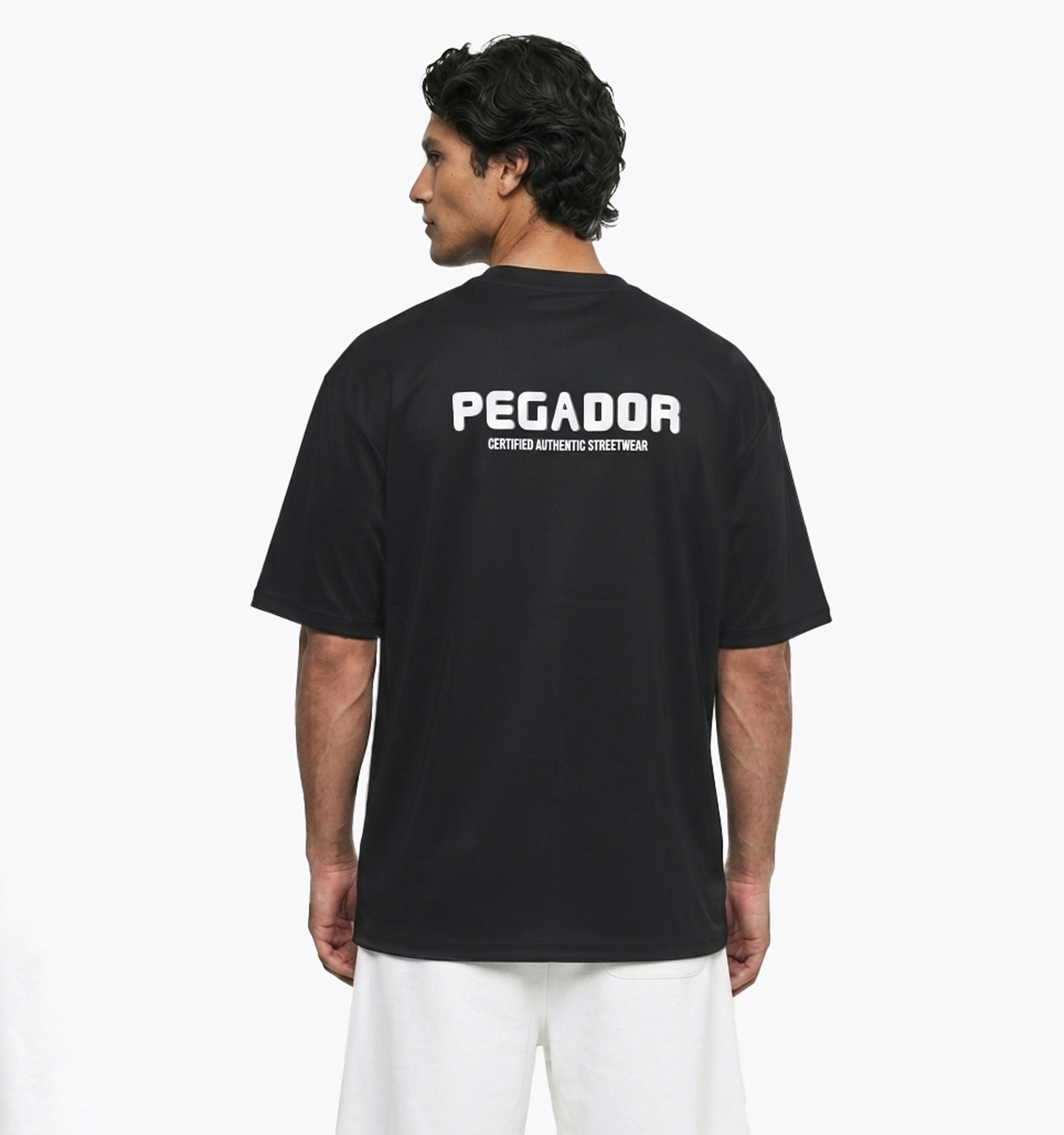 تیشرت یقه گرد مردانه باکسی طرحدار اسپان دورس مشکی Pegador مدل 50669