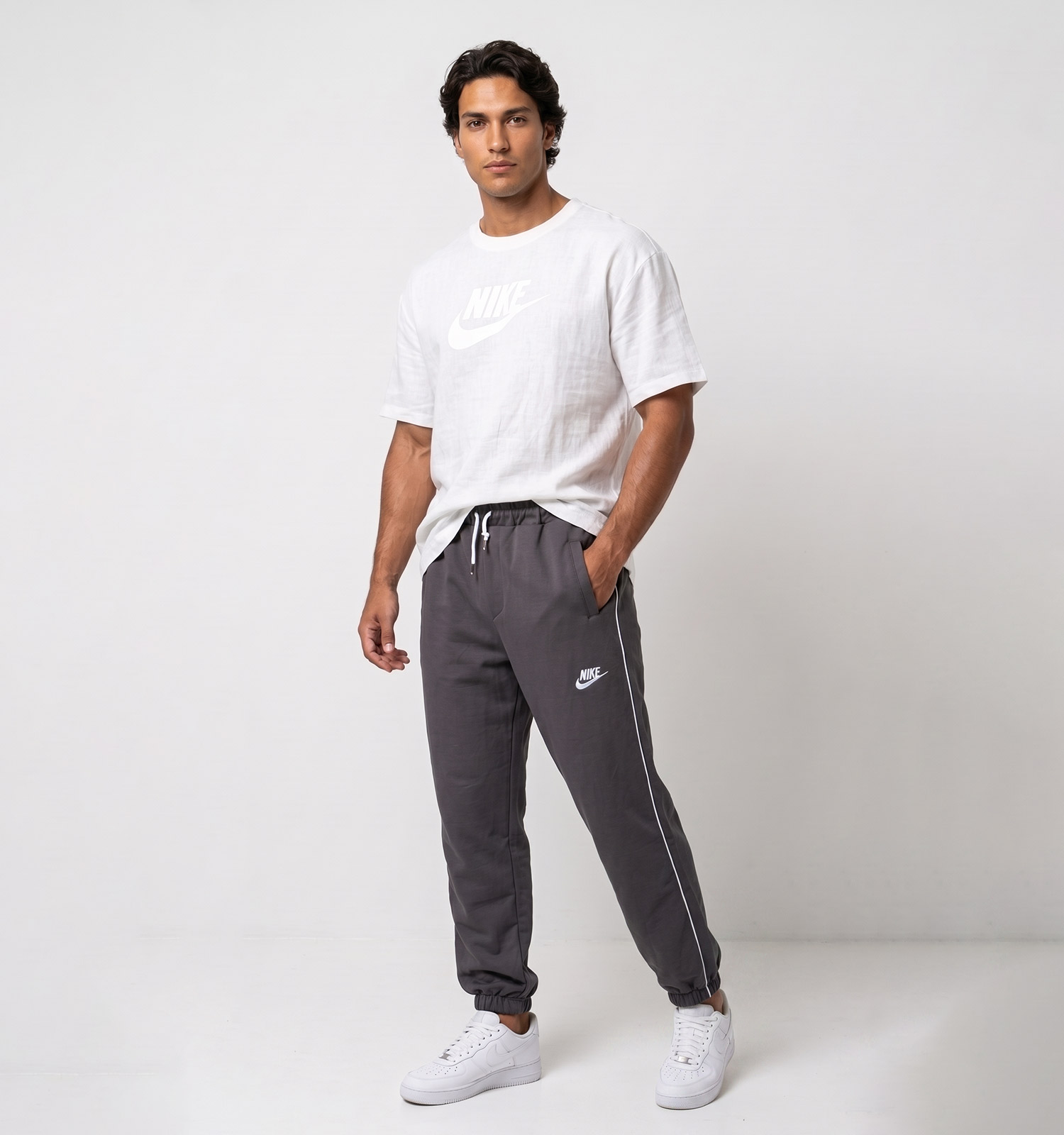 شلوار مردانه نیم بگ ساده بنگال طوسی Nike مدل 50763