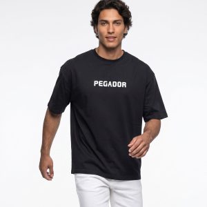 تیشرت یقه گرد مردانه باکسی طرحدار اسپان دورس مشکی Pegador مدل 50669