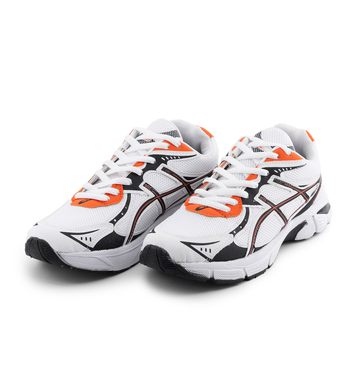 کفش مردانه اسپرت چرم مصنوعی سفید نارنجی Asics مدل 50677