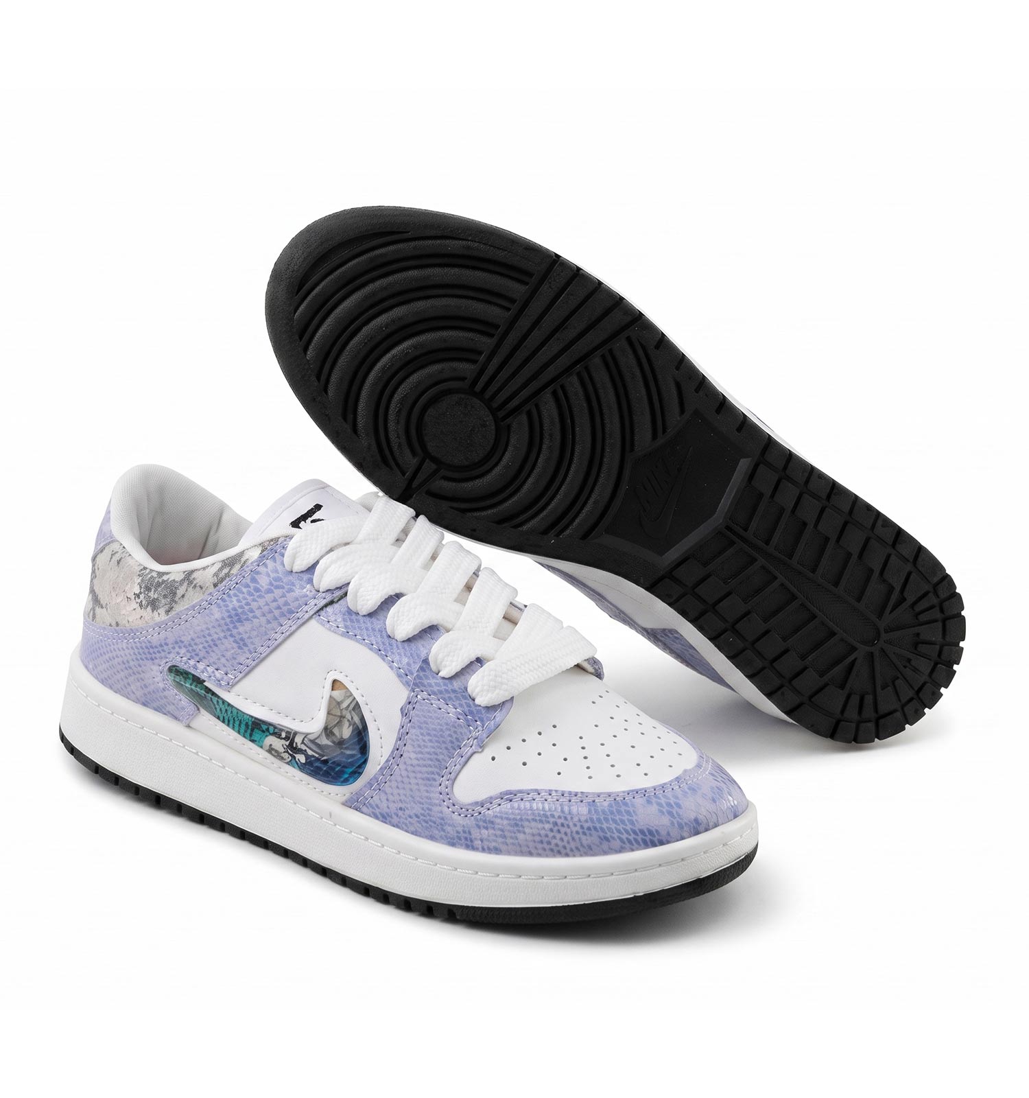کفش مردانه روزمره چرم مصنوعی سفید آبی Nike مدل 50739