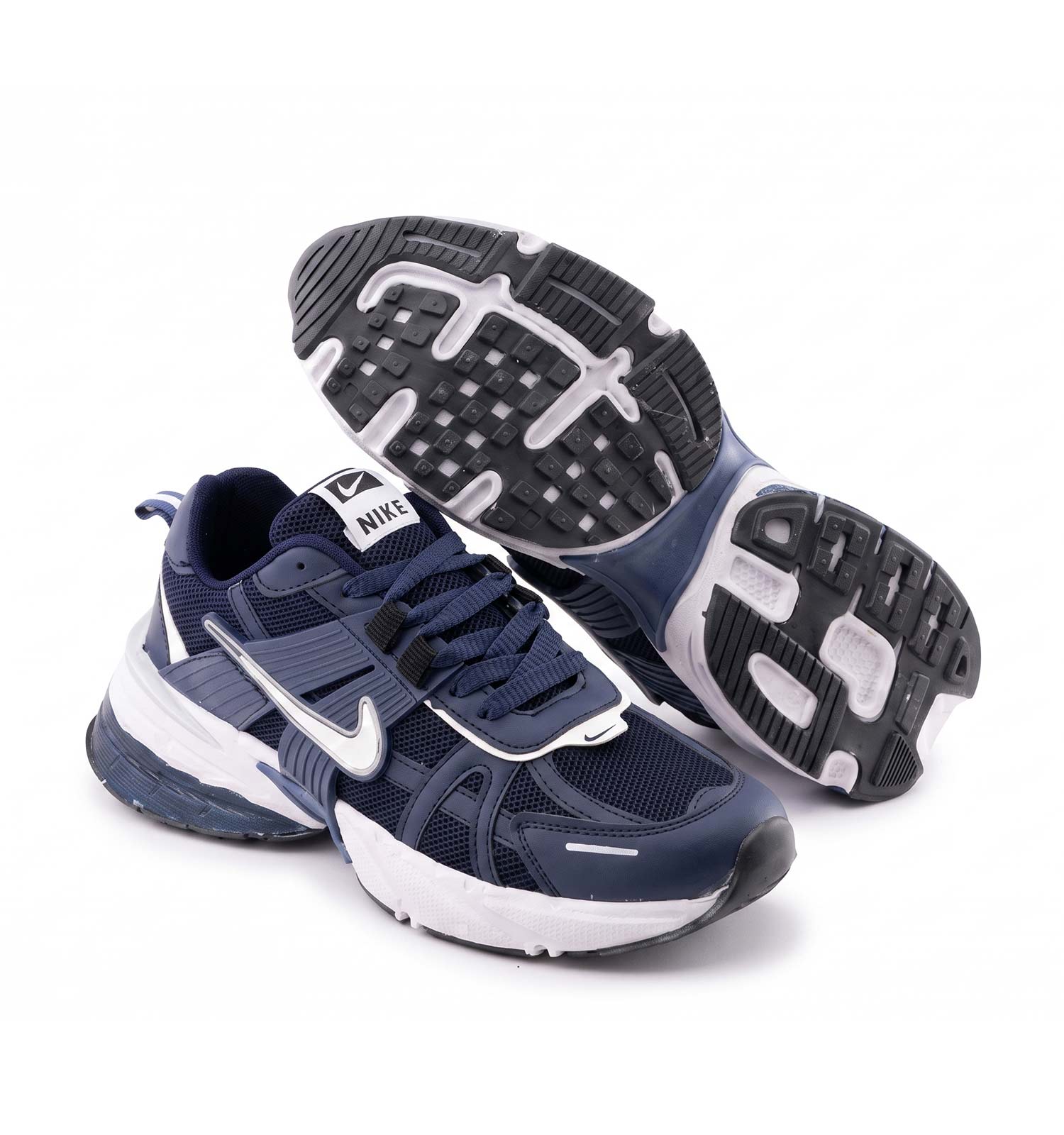 کفش مردانه اسپرت چرم مصنوعی سرمه ای سفید Nike مدل 50679