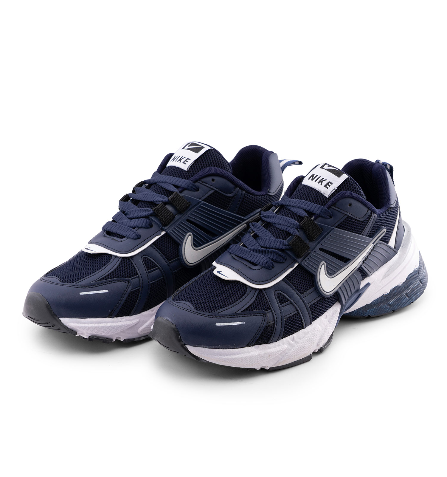 کفش مردانه اسپرت چرم مصنوعی سرمه ای سفید Nike مدل 50679