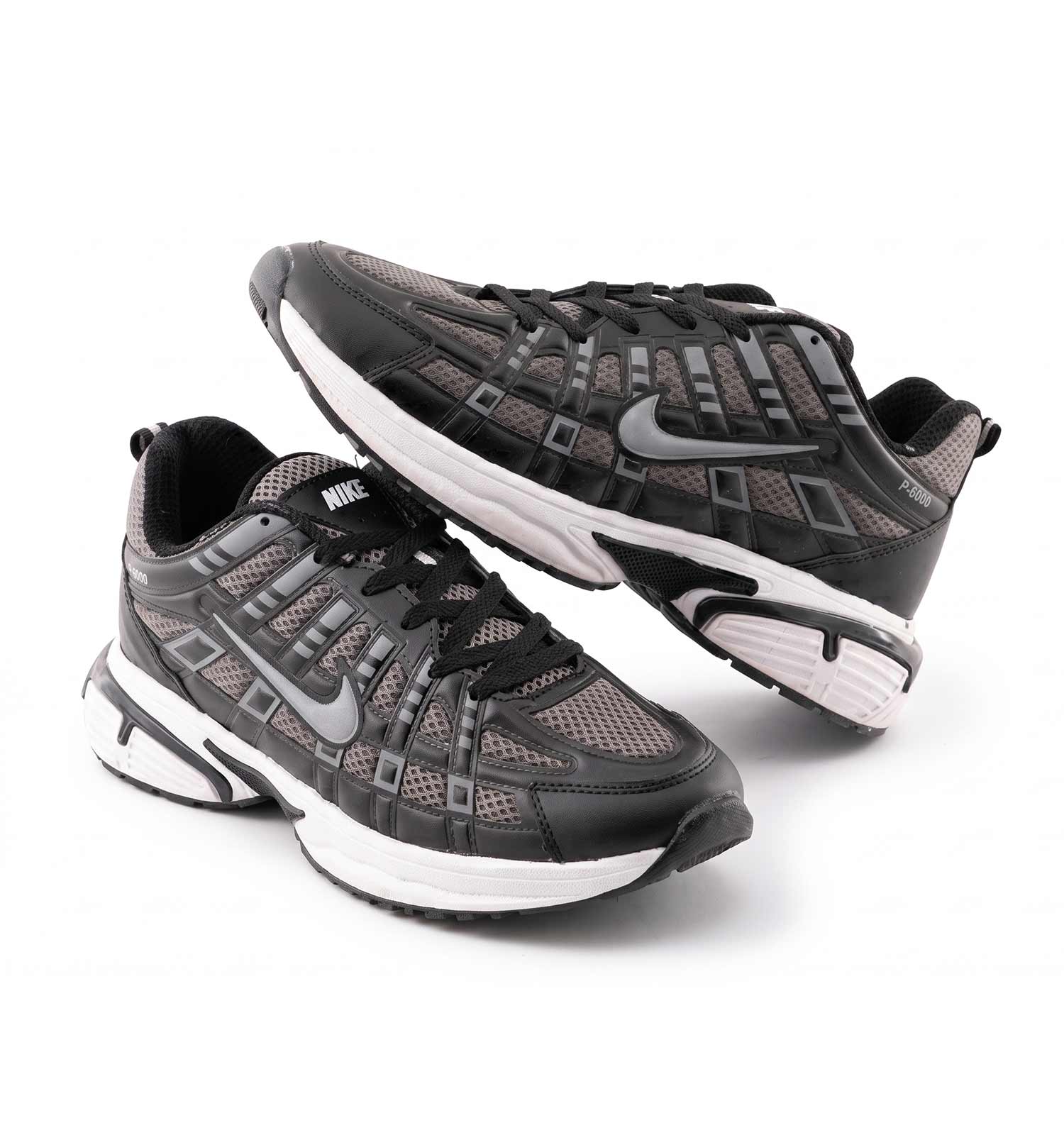 کفش مردانه اسپرت چرم مصنوعی مشکی طوسی روشن Nike مدل 50689