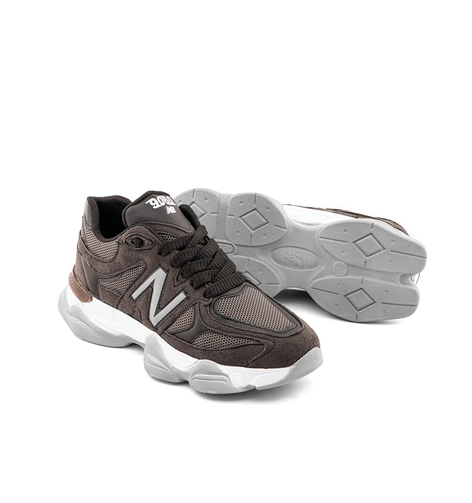 کفش مردانه اسپرت چرم مصنوعی ذغالی New Balance مدل 50774