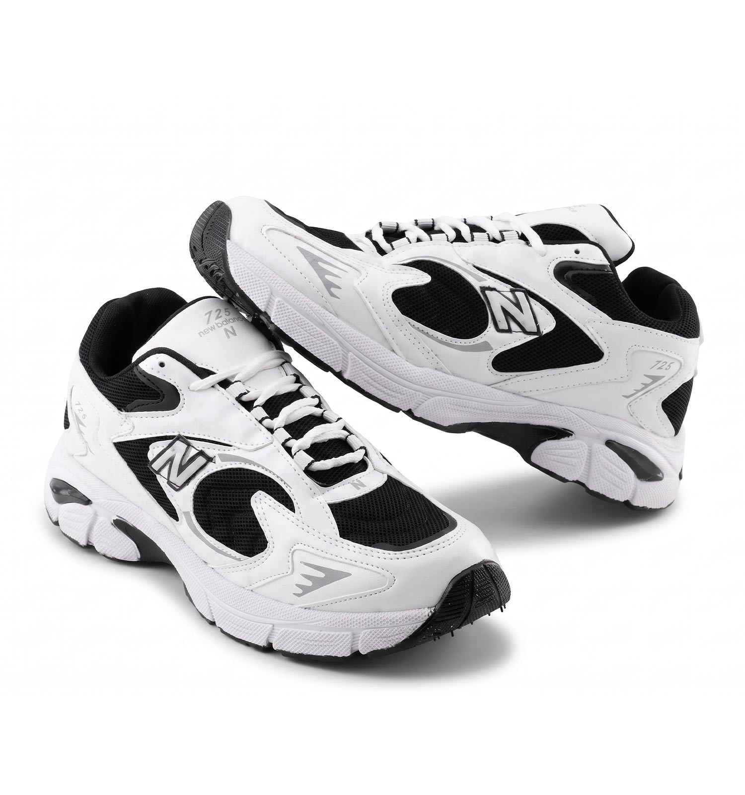 کفش مردانه اسپرت چرم مصنوعی سفید مشکی New Balance مدل 50683