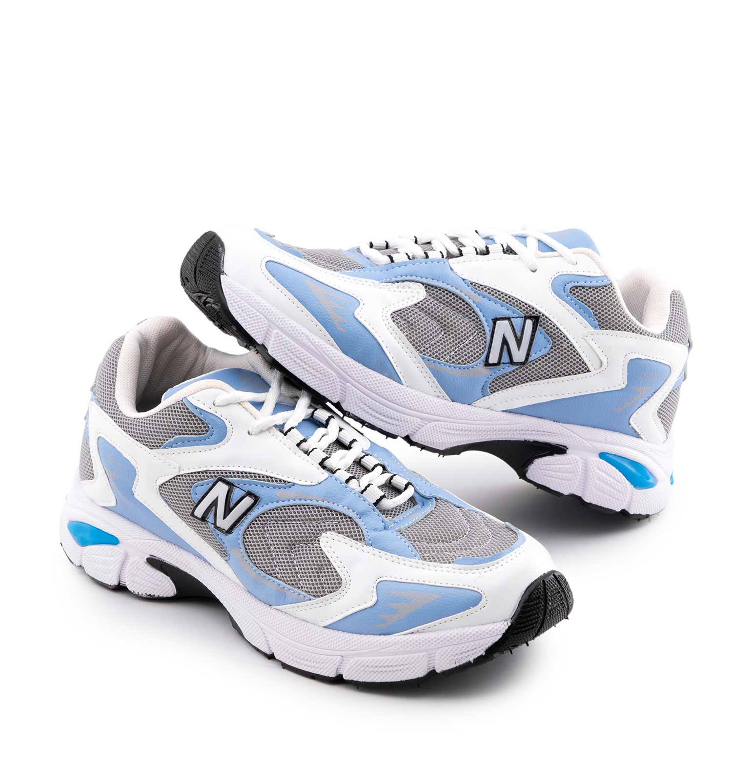 کفش مردانه اسپرت چرم مصنوعی سفید آبی New Balance مدل 50682
