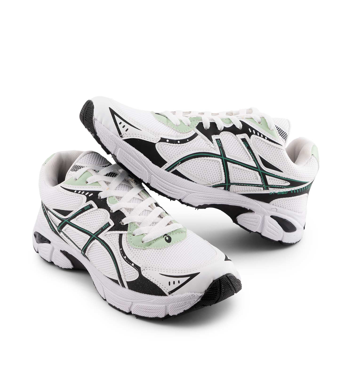 کفش مردانه اسپرت چرم مصنوعی سفید سبز Asics مدل 50678