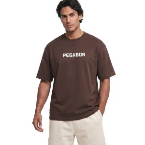تیشرت یقه گرد مردانه باکسی طرحدار اسپان دورس شکلاتی Pegador مدل 50671