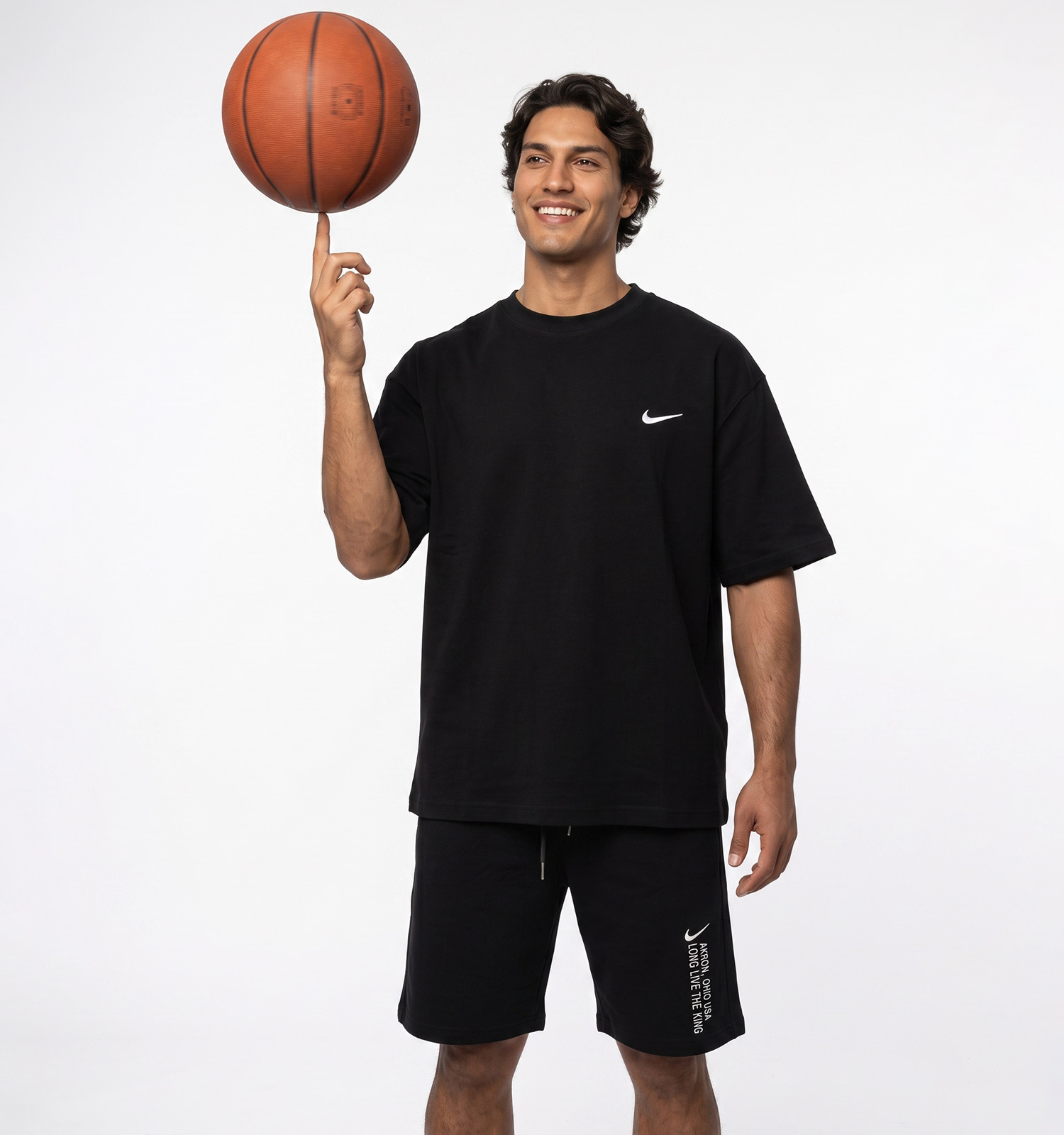 ست تیشرت شلوارک مردانه باکسی ساده پنبه دو رو مشکی Nike مدل 50853