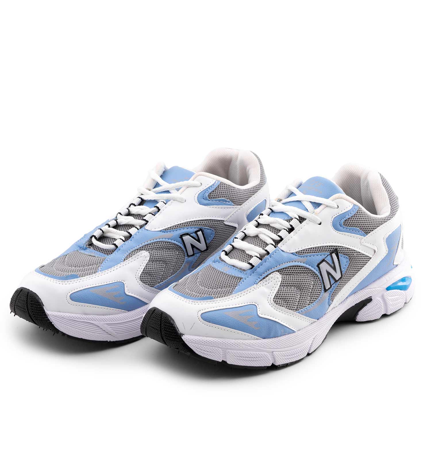 کفش مردانه اسپرت چرم مصنوعی سفید آبی New Balance مدل 50682
