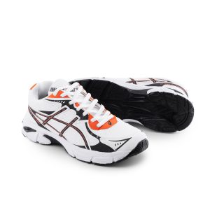 کفش مردانه اسپرت چرم مصنوعی سفید نارنجی Asics مدل 50677