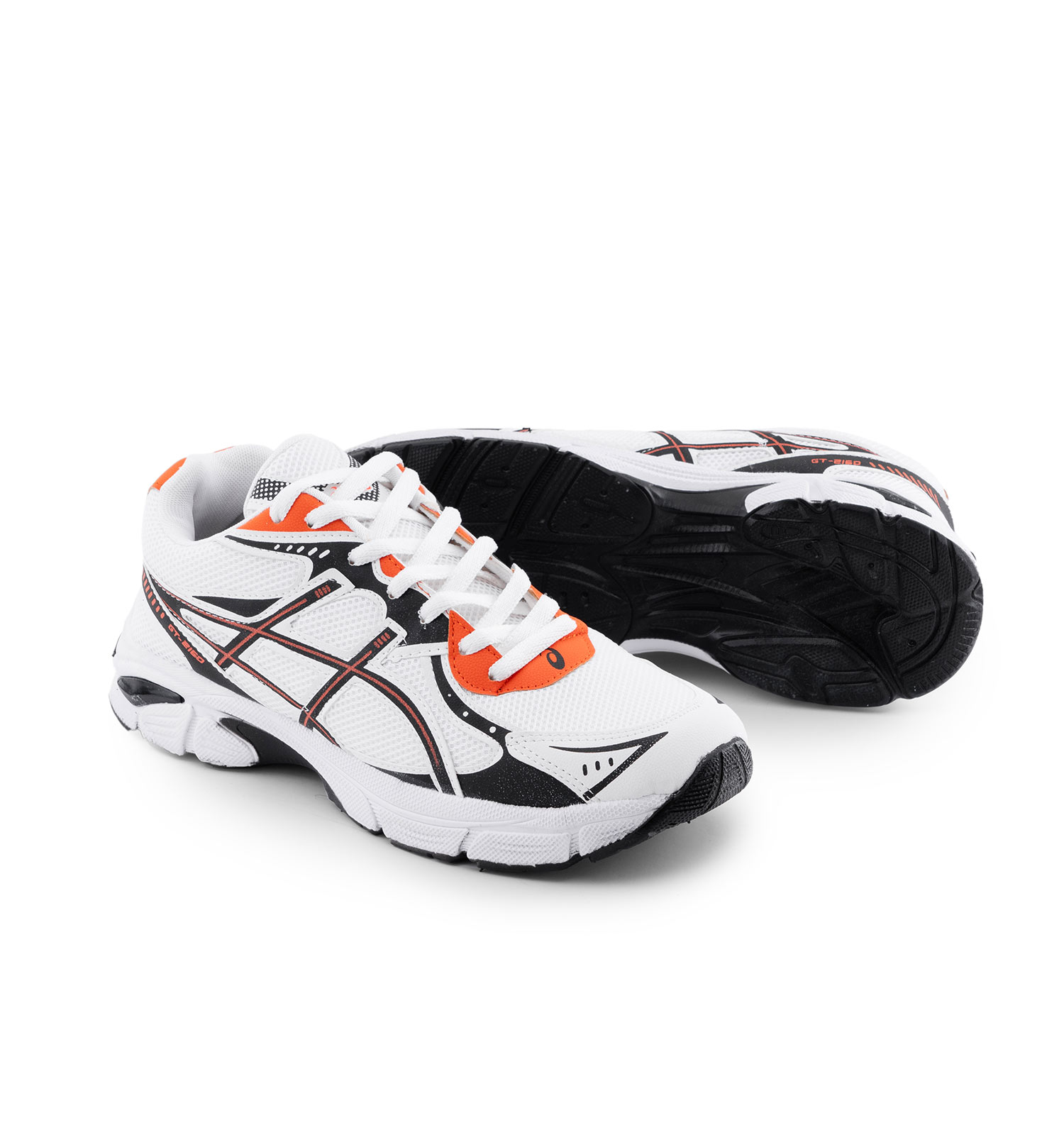 کفش مردانه اسپرت چرم مصنوعی سفید نارنجی Asics مدل 50677