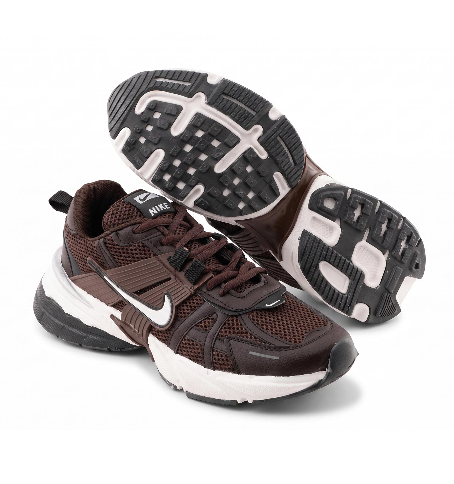 کفش مردانه اسپرت چرم مصنوعی قهوه ای سفید Nike مدل 50680