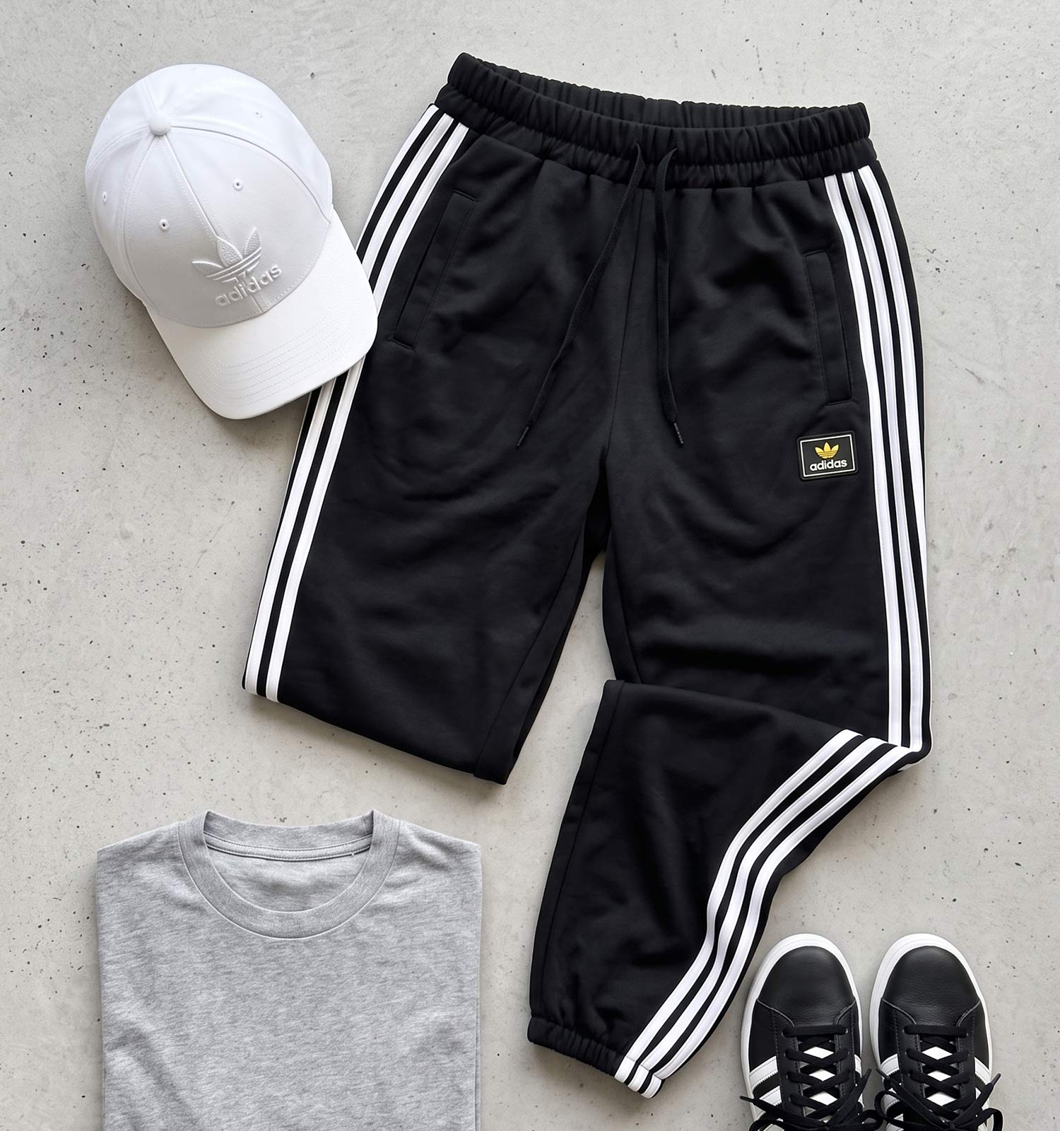 شلوار مردانه نیم بگ ساده بنگال مشکی Adidas مدل 50761