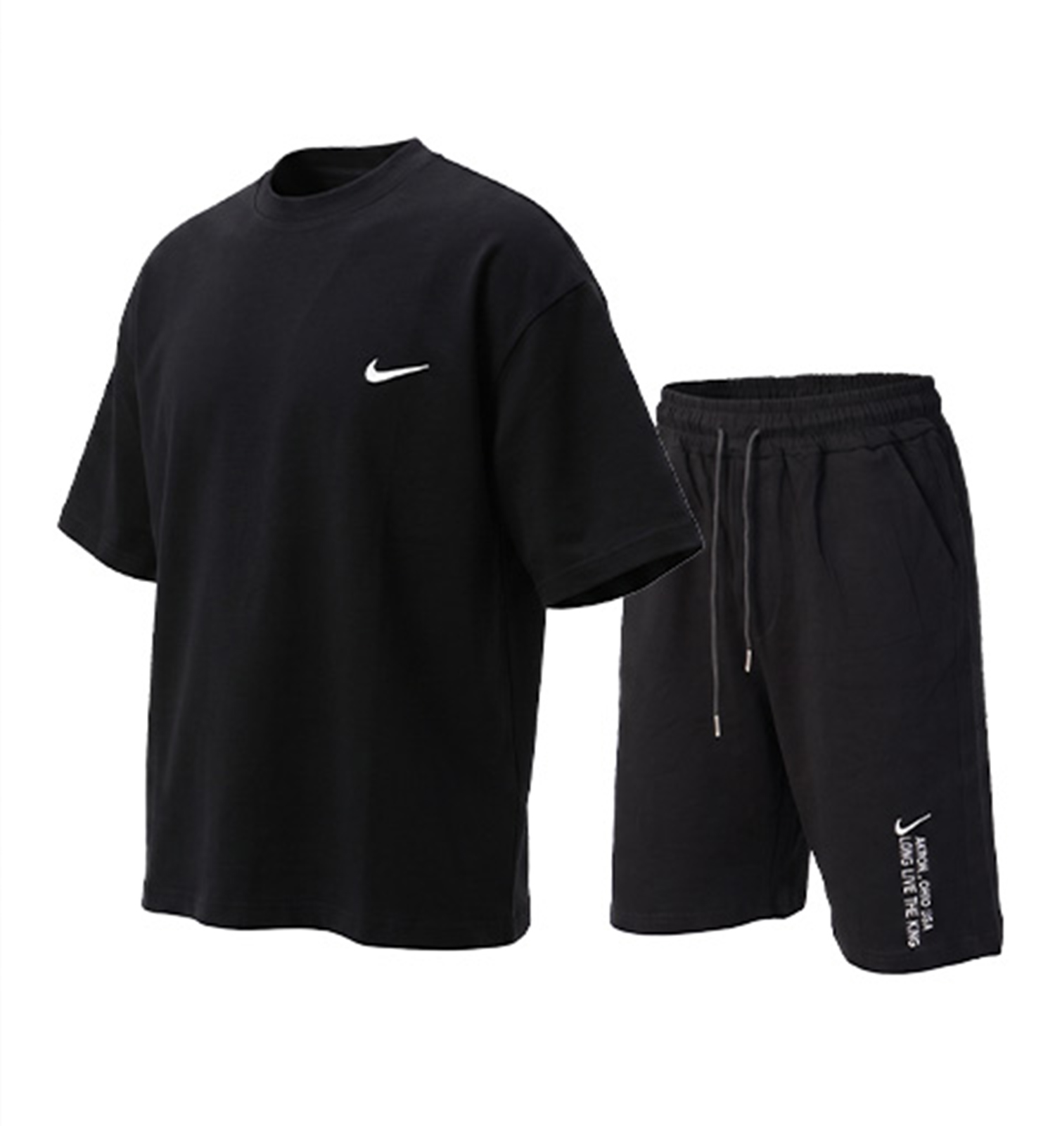 ست تیشرت شلوارک مردانه باکسی ساده پنبه دو رو مشکی Nike مدل 50853