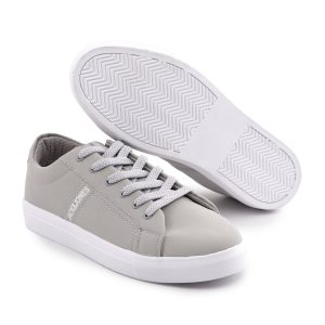 کفش مردانه روزمره چرم مصنوعی طوسی سفید Jack & Jones مدل 50738