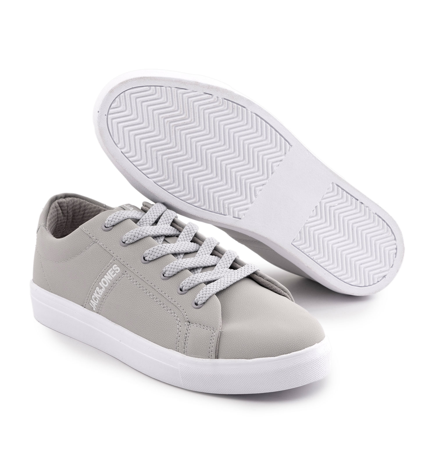 کفش مردانه روزمره چرم مصنوعی طوسی سفید Jack & Jones مدل 50738