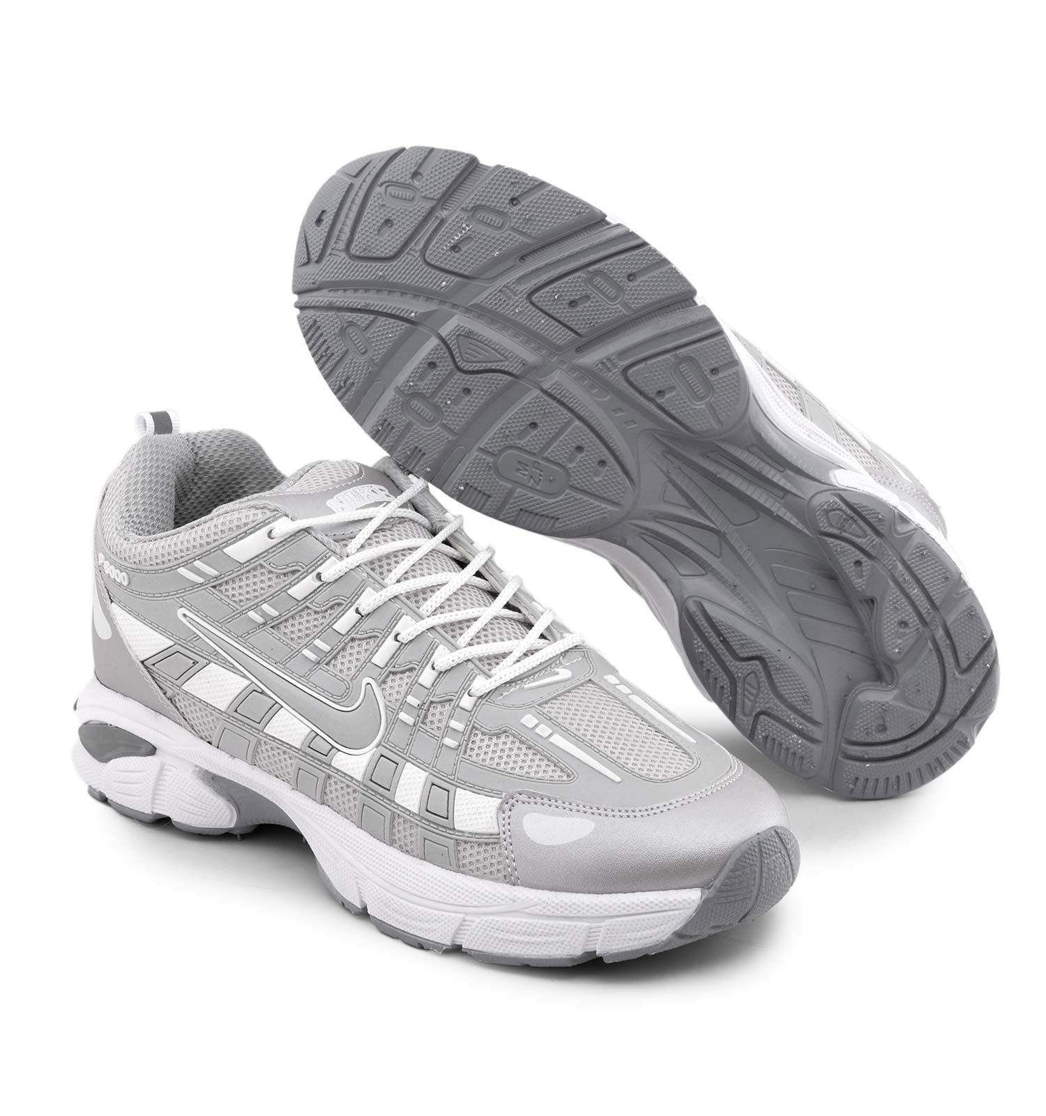 کفش مردانه اسپرت چرم مصنوعی طوسی سفید Nike مدل 50749