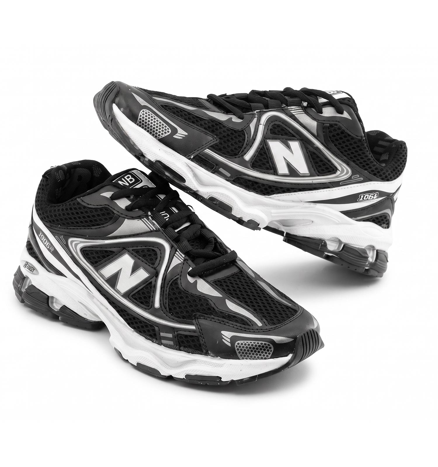 کفش مردانه اسپرت چرم مصنوعی مشکی سفید New Balance مدل 50721