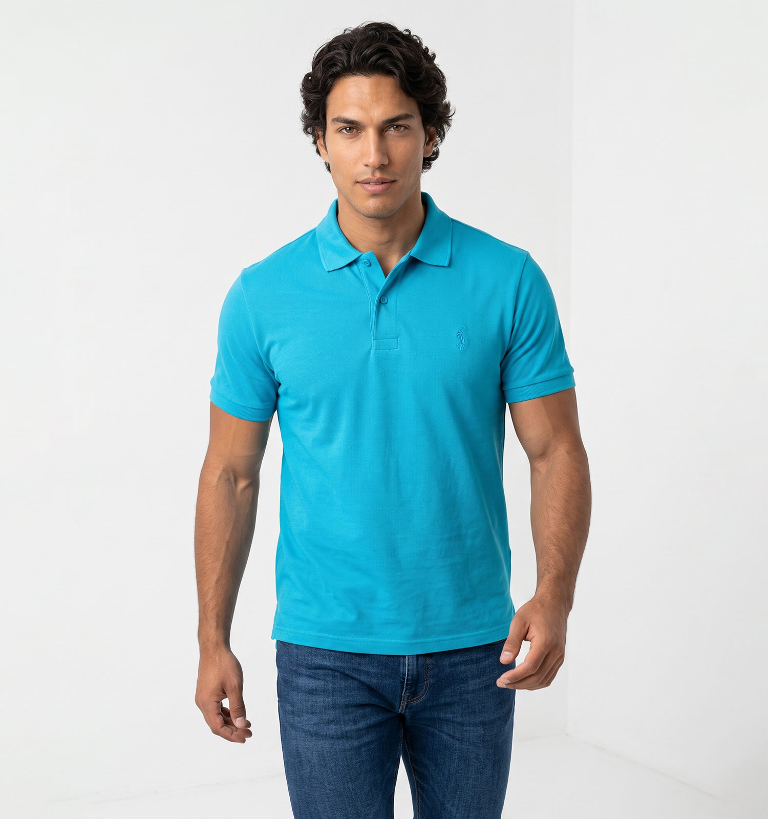 پولوشرت مردانه نرمال ساده جودون پنبه آبی فیروزه ای Polo مدل 50594