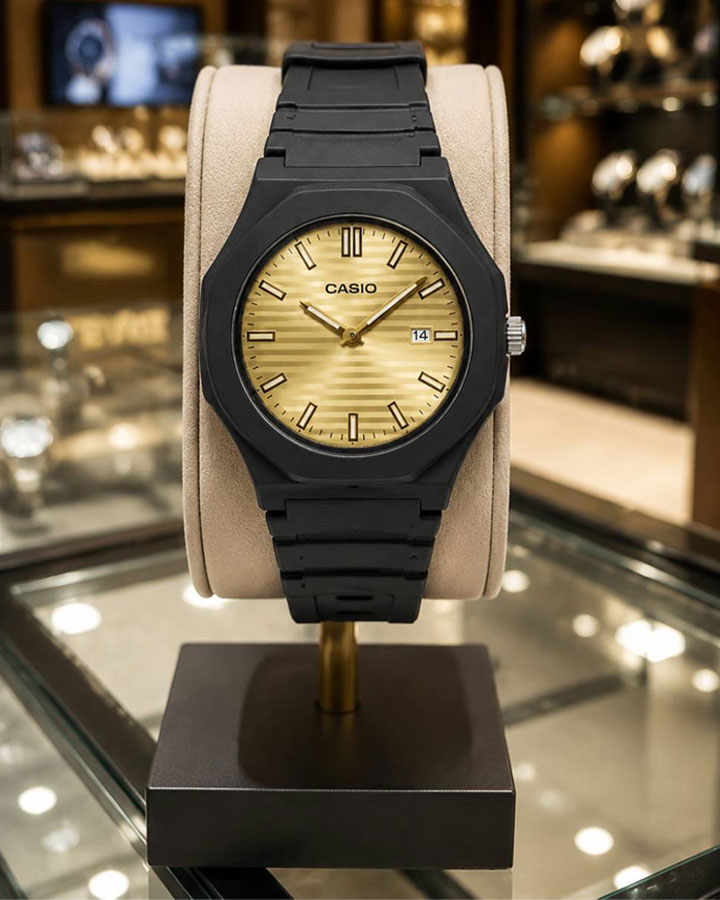 ساعت مردانه CASIO مدل Edek صفحه طلایی کد6552