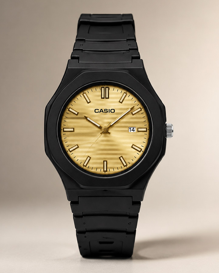 ساعت مردانه CASIO مدل Edek صفحه طلایی کد6552