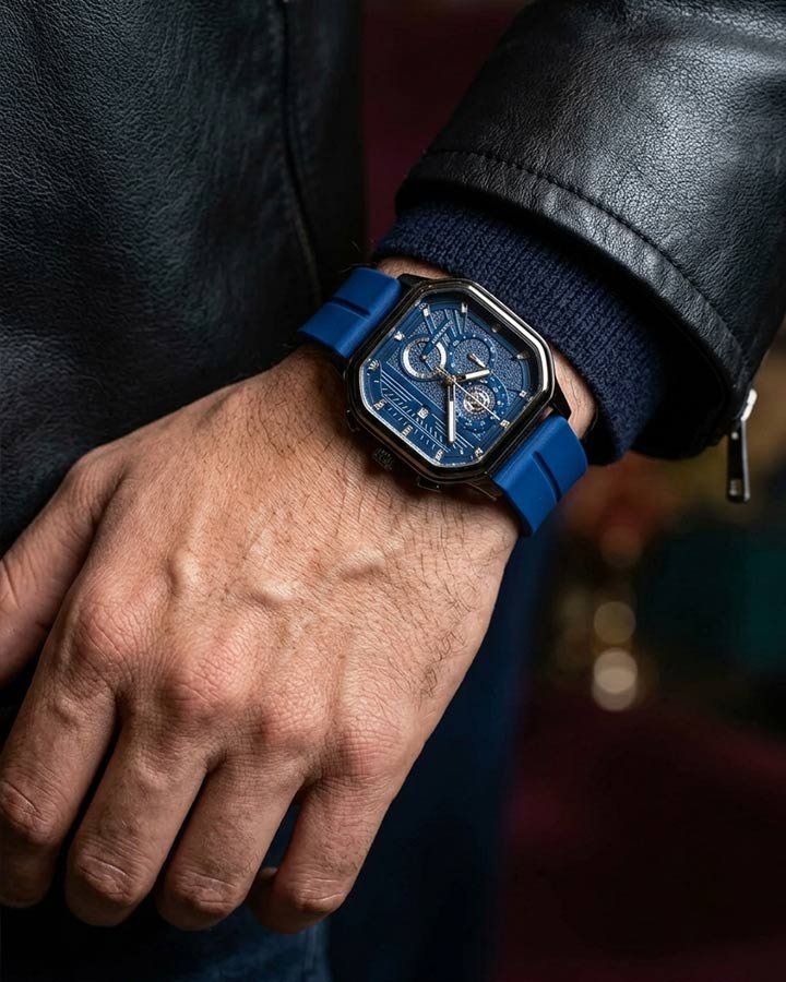 ساعت HUBLOT طرح سه موتوره سورمه ای کد 6559