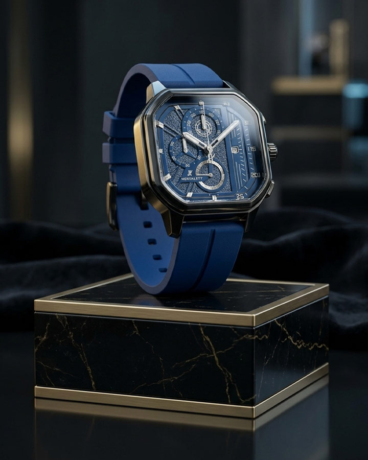 ساعت HUBLOT طرح سه موتوره سورمه ای کد 6559