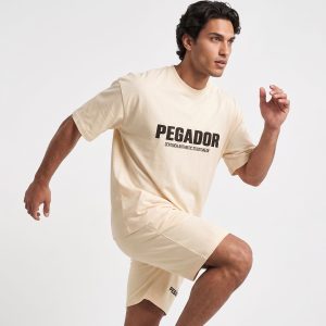 ست تیشرت شلوارک مردانه باکسی طرحدار مچینست کرم Pegador مدل 50911