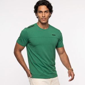 تیشرت یقه گرد مردانه نرمال ساده پنبه یک رو سبز Versace مدل 50956