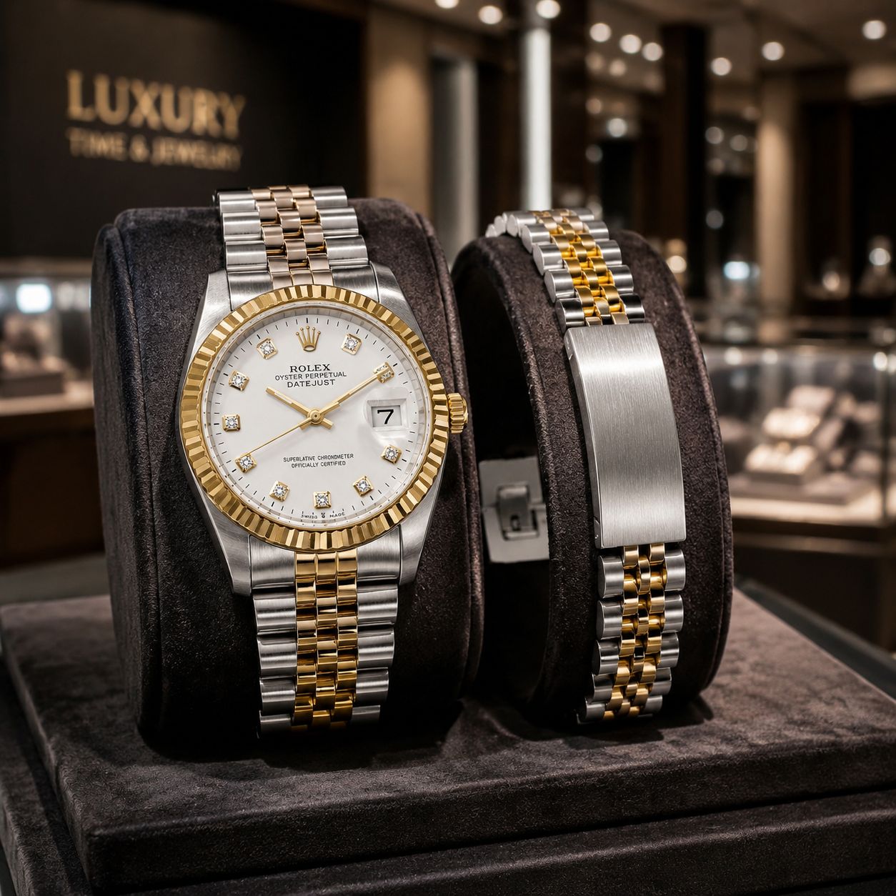 پکیج ساعت رولکس مردانه مدل Date Just طلایی دستبند Rolex مدل Date Just