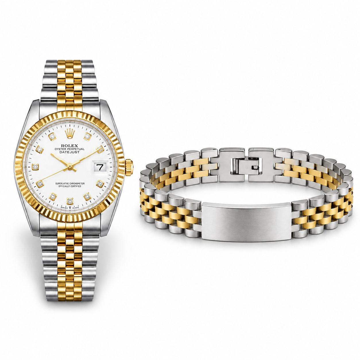 پکیج ساعت رولکس مردانه مدل Date Just طلایی دستبند Rolex مدل Date Just