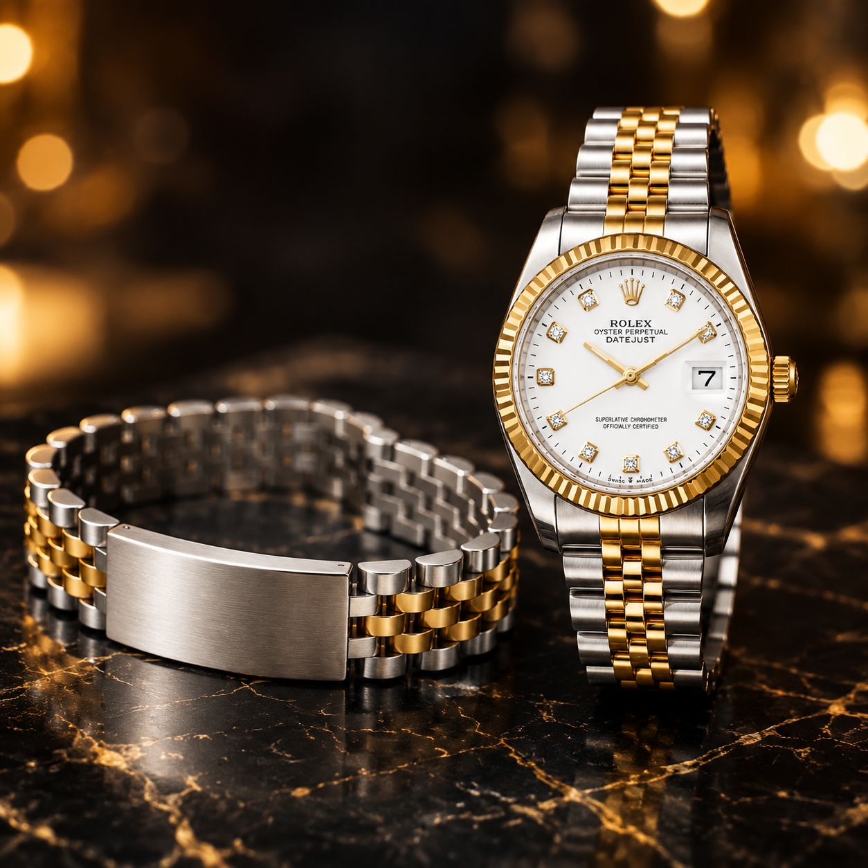 پکیج ساعت رولکس مردانه مدل Date Just طلایی دستبند Rolex مدل Date Just