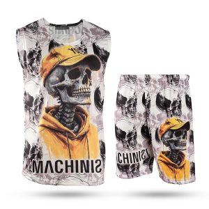 ست رکابی شلوارک مردانه Skull مدل 3995