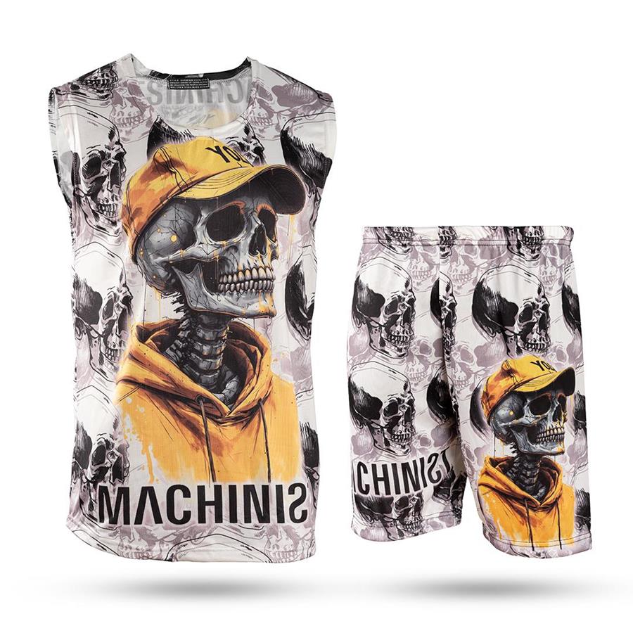 ست رکابی شلوارک مردانه Skull مدل 3995