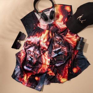 ست رکابی شلوارک مردانه Lion_Black مدل 3997