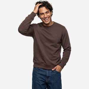 بلوز یقه گرد مردانه باکسی ساده اسپان قهوه ای مدل 51253