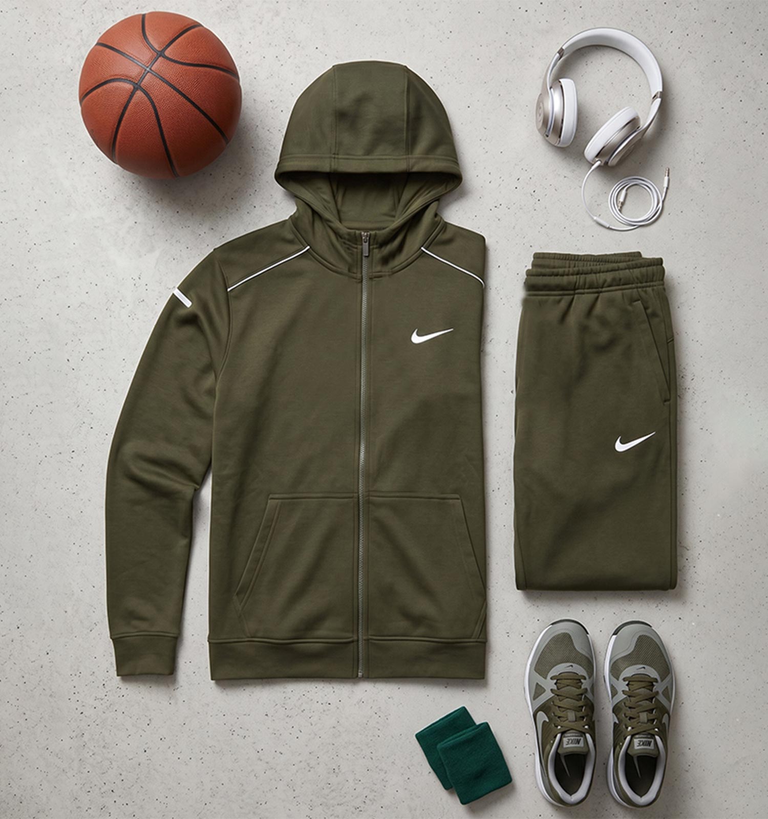 ست سویشرت شلوار مردانه نرمال طرحدار اسپان سبز Nike مدل 51238