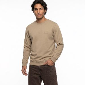 بلوز یقه گرد مردانه باکسی ساده اسپان کرم مدل 51257
