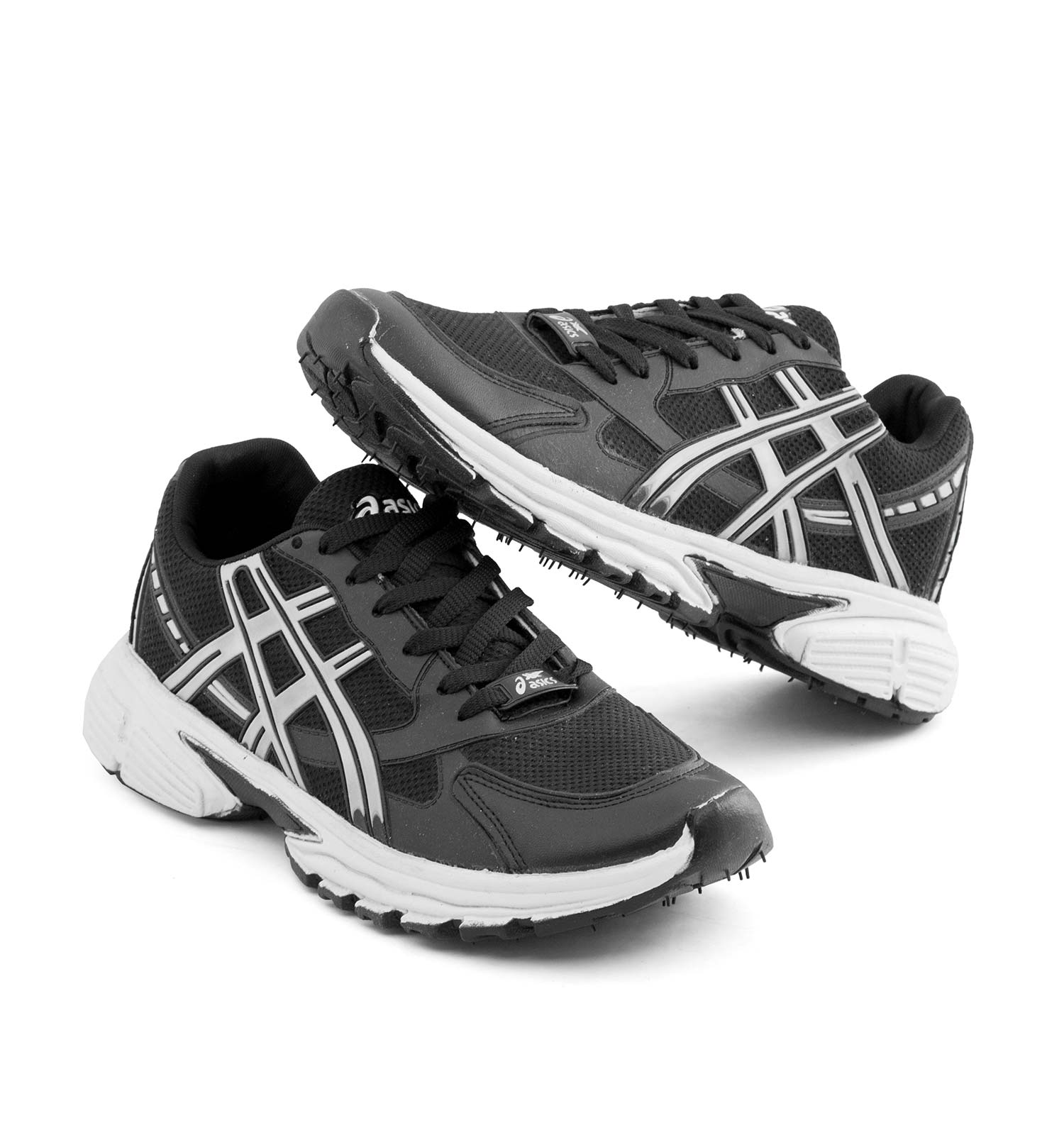 کفش مردانه اسپرت چرم مصنوعی مشکی طوسی Asics مدل 51319