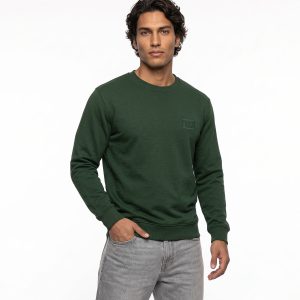 بلوز یقه گرد مردانه باکسی ساده اسپان سبز مدل 51259