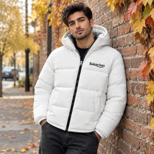 کاپشن ضد آب داخل پشمی Balenciaga سفید